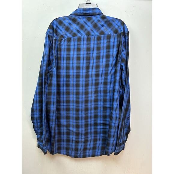Sean John Shirt Men 3XL Long Sleeve Collared Plaid Blue Multicolor Button‎ Up - Picture 2 of 8